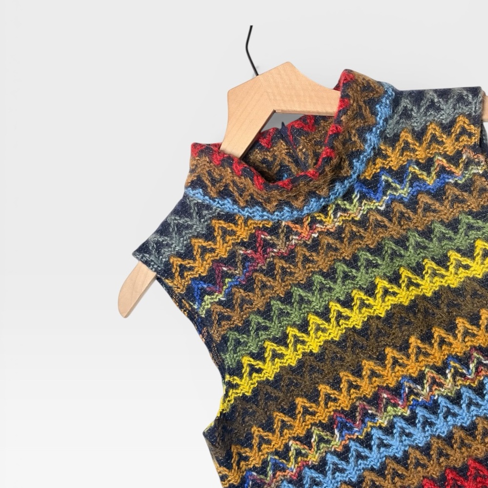 Vintage To the Max Zigzag Knit Sleeveless Mock-neck | Made in USA | S - Picture 5 of 10